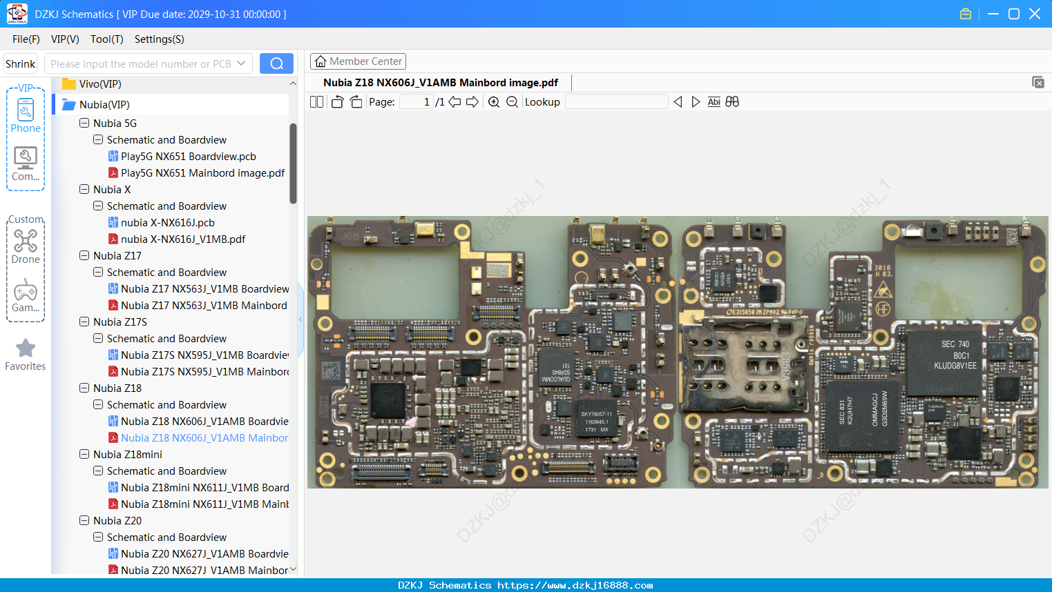 Nubia Z18 NX606J_V1AMB Mainbord Image